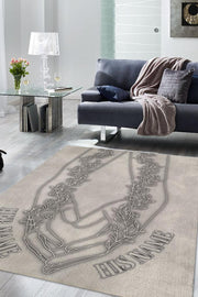 Homshtag Elele Kişiye Özel Kişiselleştirilebilir Sevgi Halısı Bej Renk Hediyelik Sevgiliye Özel Halı