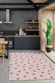 Homshtag Elma Desenli Pembe Halı Minimal Salon Halısı Renkli Mutfak Halısı Tarz Oturma Odası Halı