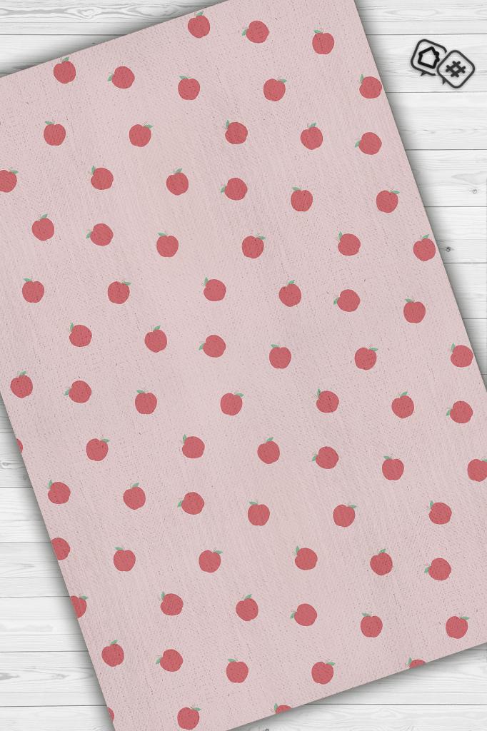 Homshtag Elma Desenli Pembe Halı Minimal Salon Halısı Renkli Mutfak Halısı Tarz Oturma Odası Halı