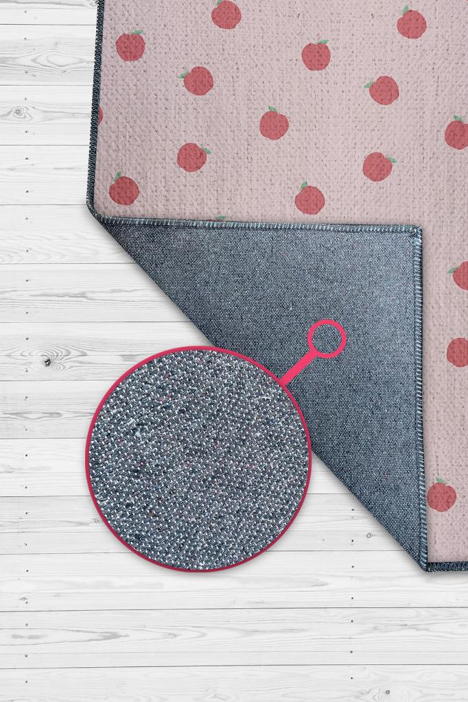 Homshtag Elma Desenli Pembe Halı Minimal Salon Halısı Renkli Mutfak Halısı Tarz Oturma Odası Halı