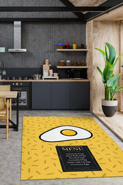 Homshtag En Geniş Menü Sarı Renkli Mutfak Halısı Yumurta Mutfak Temalı Minimal Tasarım Mutfak Halısı
