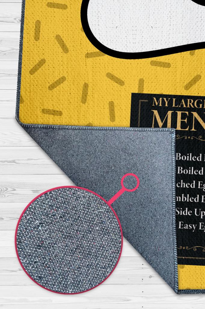 Homshtag En Geniş Menü Sarı Renkli Mutfak Halısı Yumurta Mutfak Temalı Minimal Tasarım Mutfak Halısı