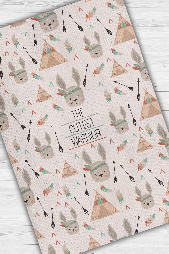 Homshtag En Tatlı Savaşçı Bej Kahve Renkli Çocuk Odası Halısı Minimal Çocuk Halısı Bebek Temalı Halı