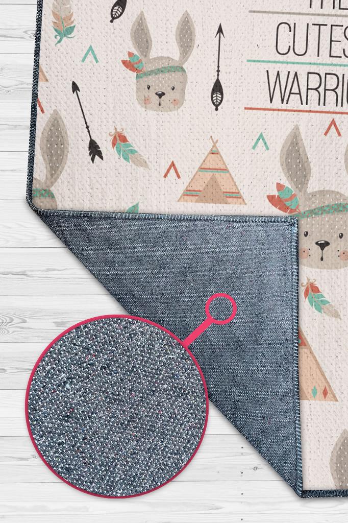 Homshtag En Tatlı Savaşçı Bej Kahve Renkli Çocuk Odası Halısı Minimal Çocuk Halısı Bebek Temalı Halı