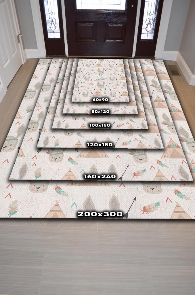 Homshtag En Tatlı Savaşçı Bej Kahve Renkli Çocuk Odası Halısı Minimal Çocuk Halısı Bebek Temalı Halı