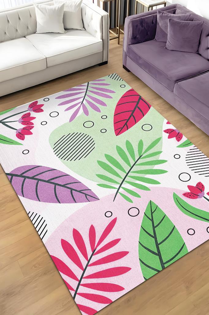 Homshtag Etnik Desenli Yaz Halısı,Çiçekli Halı, Renkli Balkon,Yıkanabilir Dış Mekan Halısı