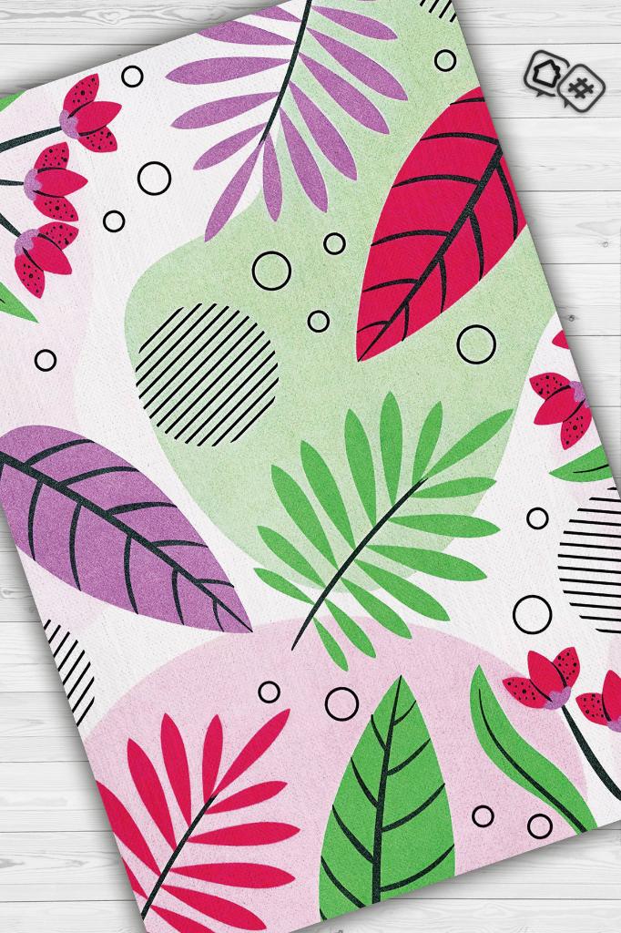 Homshtag Etnik Desenli Yaz Halısı,Çiçekli Halı, Renkli Balkon,Yıkanabilir Dış Mekan Halısı