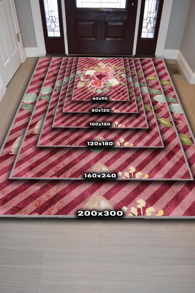 Homshtag Evet Çiçek Desenli Salon Halısı Çok Renkli Oturma Odası Halısı Çizgili Modern Halı