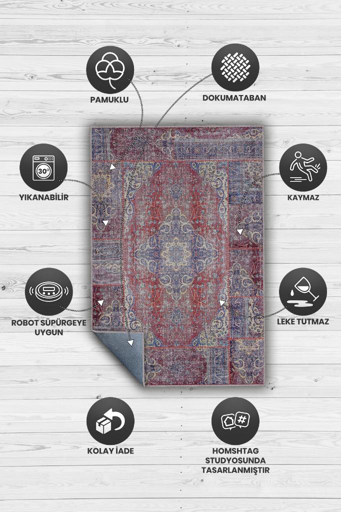 Homshtag Farklı Olmakta Etnik Desenli Halı Geometrik Salon Halısı Çok Renkli Oturma Odası Halısı