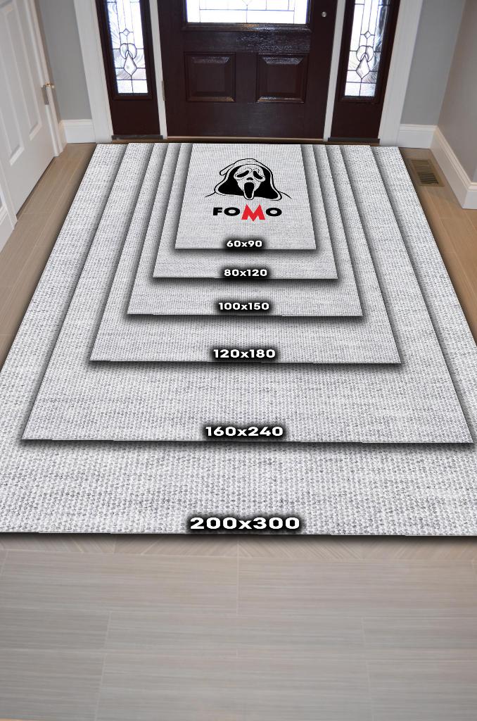 Homshtag Fomo Beyaz Renkli Halı Baskı Halı Eğlenceli Halı Figürlü Salon Halısı Dokuma Tabanlı Halı