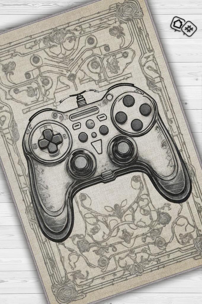 Homshtag Gamer Odası Halısı,Krem Renkli Genç Odası Halısı,Renkli Oyuncu Odası Halı Çocuk Odası Halı