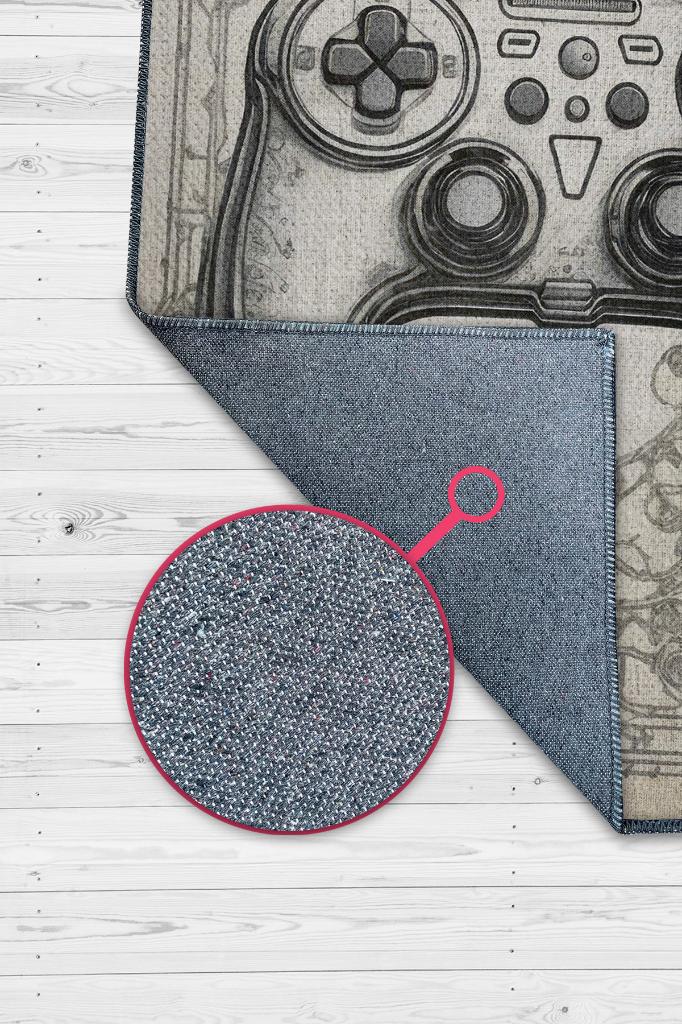 Homshtag Gamer Odası Halısı,Krem Renkli Genç Odası Halısı,Renkli Oyuncu Odası Halı Çocuk Odası Halı