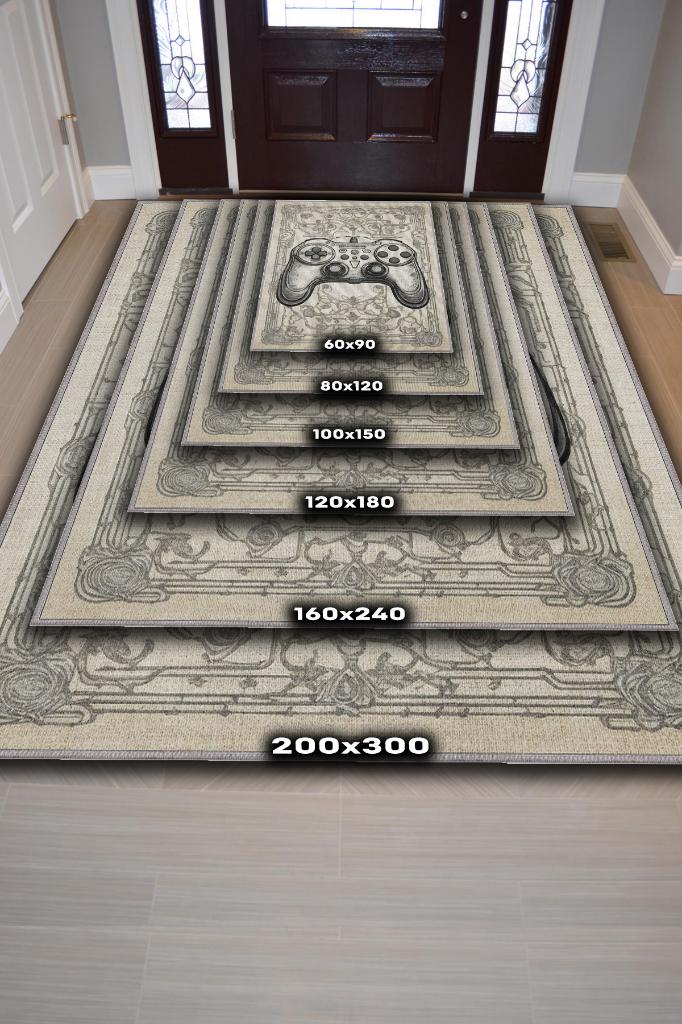 Homshtag Gamer Odası Halısı,Krem Renkli Genç Odası Halısı,Renkli Oyuncu Odası Halı Çocuk Odası Halı