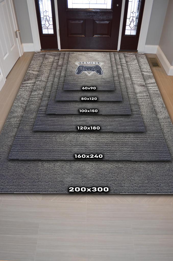 Homshtag Gaming Kahve Renkli Oyuncu Halısı Bej Renk Gamer Temalı Halı Oyuncuya Hediye Gölgeli Halı