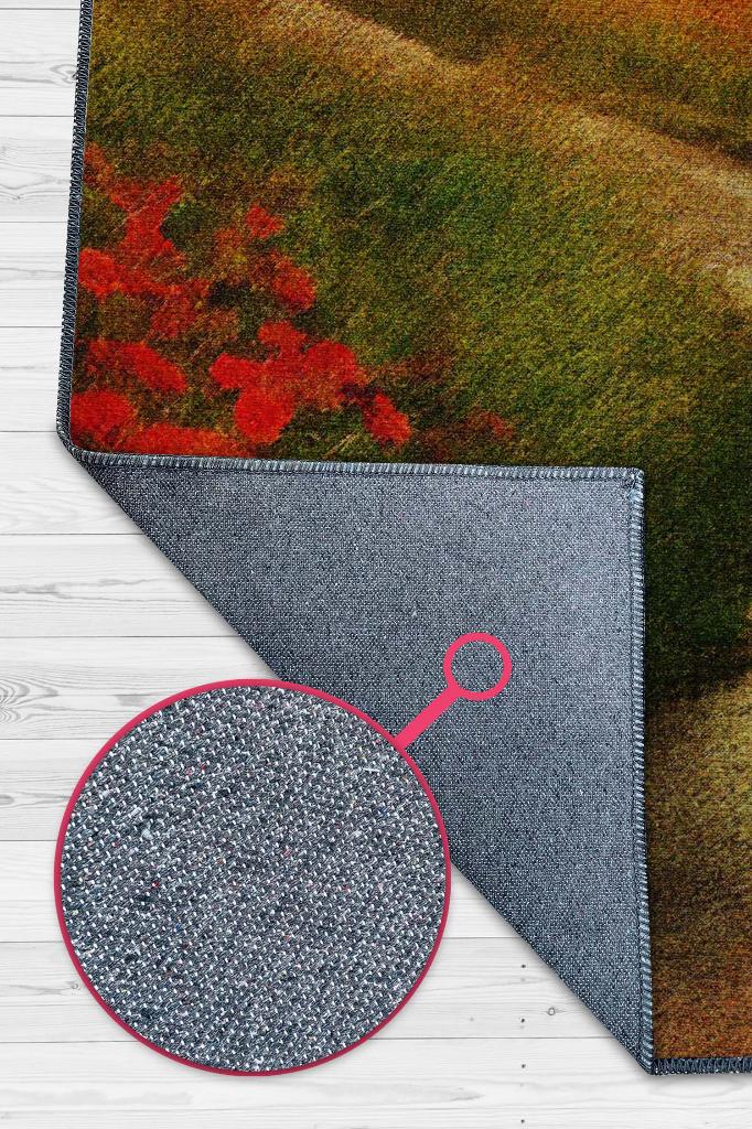 Homshtag Gelincikler Çok Renkli Halı Manzara Temalı Figürlü Salon Halısı Dijital Baskı Tasarım Halı