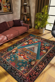 Homshtag Geometrik Desenli Çok Renkli Halı Etnik Desenli Oturma Odası Halısı Art Deco Salon Halısı