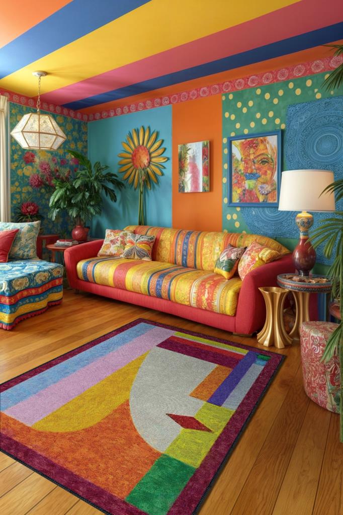 Homshtag Geometrik Kadın Çok Renkli Halı Minimal Salon Halı Tasarım Mutfak Halısı Soft Tasarım Halı