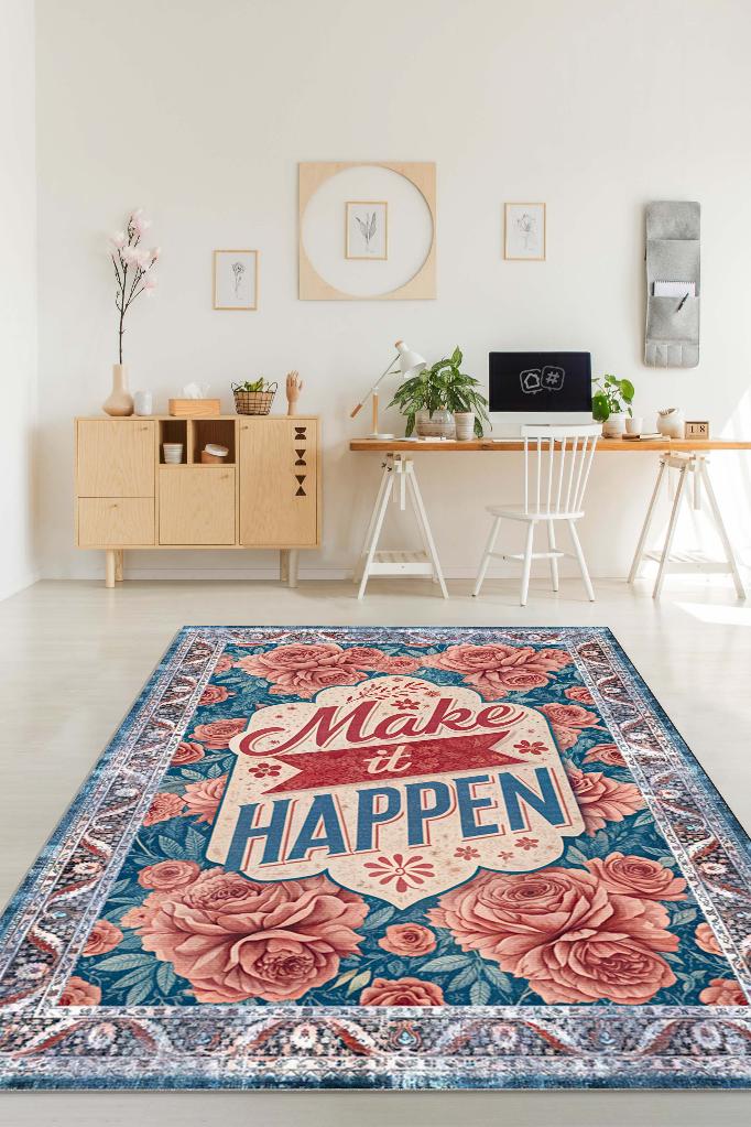 Homshtag Gerçekleştir Renkli Halı Çiçek Temalı Yazlık Halısı Pamuklu Yıkanabilir Salon Halısı