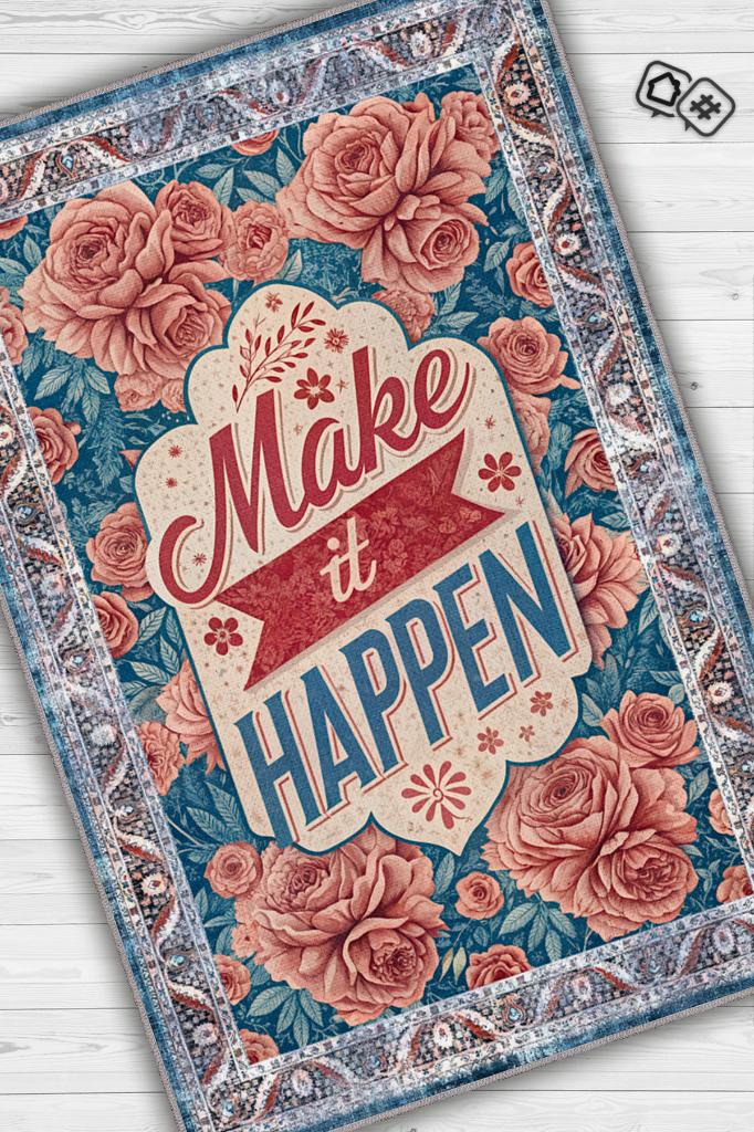 Homshtag Gerçekleştir Renkli Halı Çiçek Temalı Yazlık Halısı Pamuklu Yıkanabilir Salon Halısı