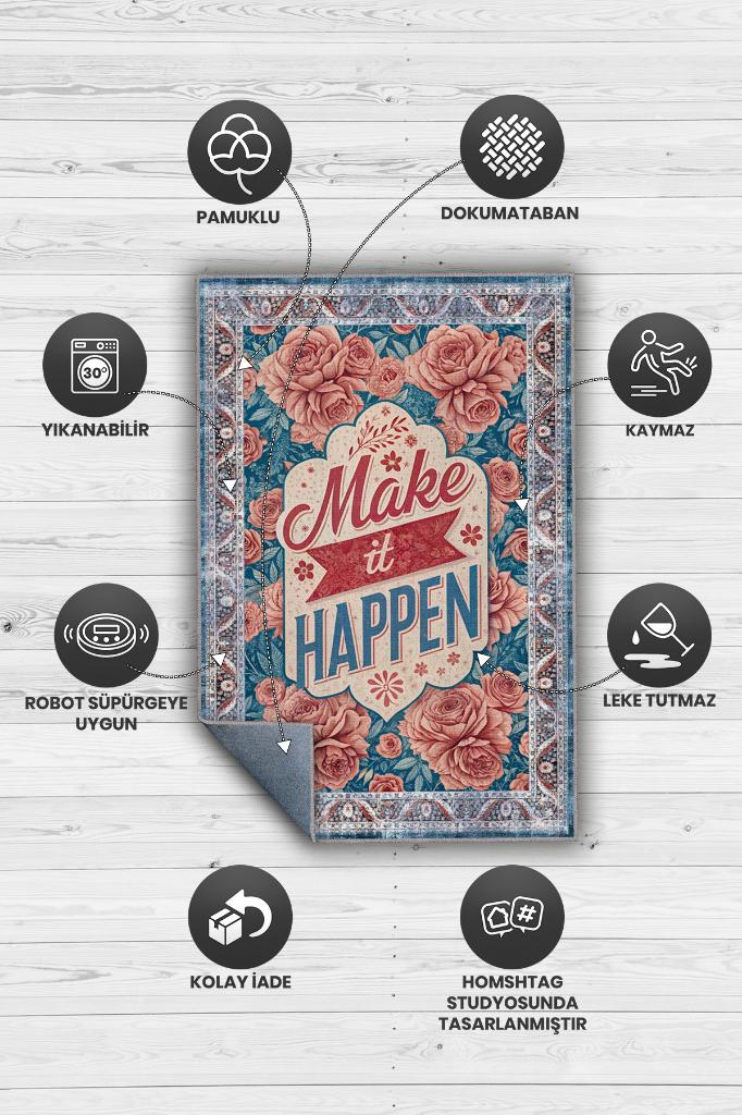 Homshtag Gerçekleştir Renkli Halı Çiçek Temalı Yazlık Halısı Pamuklu Yıkanabilir Salon Halısı