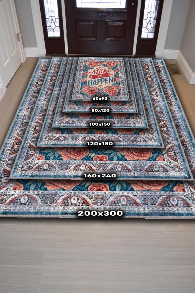 Homshtag Gerçekleştir Renkli Halı Çiçek Temalı Yazlık Halısı Pamuklu Yıkanabilir Salon Halısı