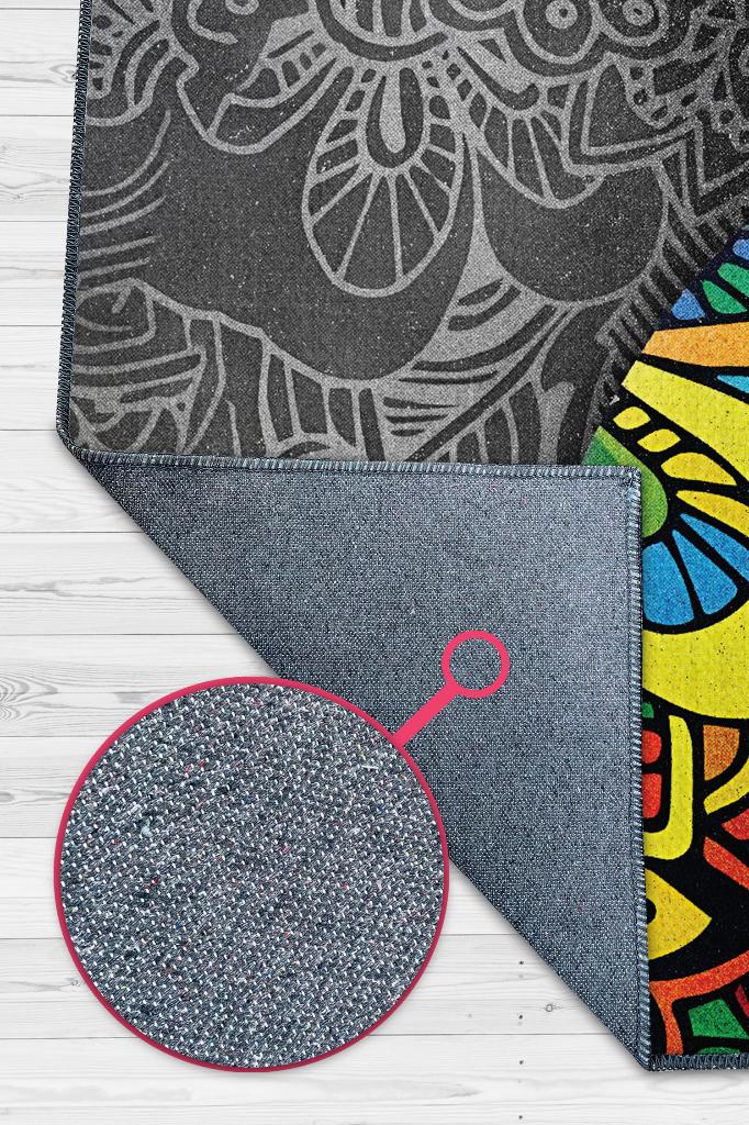 Homshtag Gitar Renkleri Gri Çok Renki Halı Etnik Desenli Müzik Sever Halısı Gitar Desenli Halı