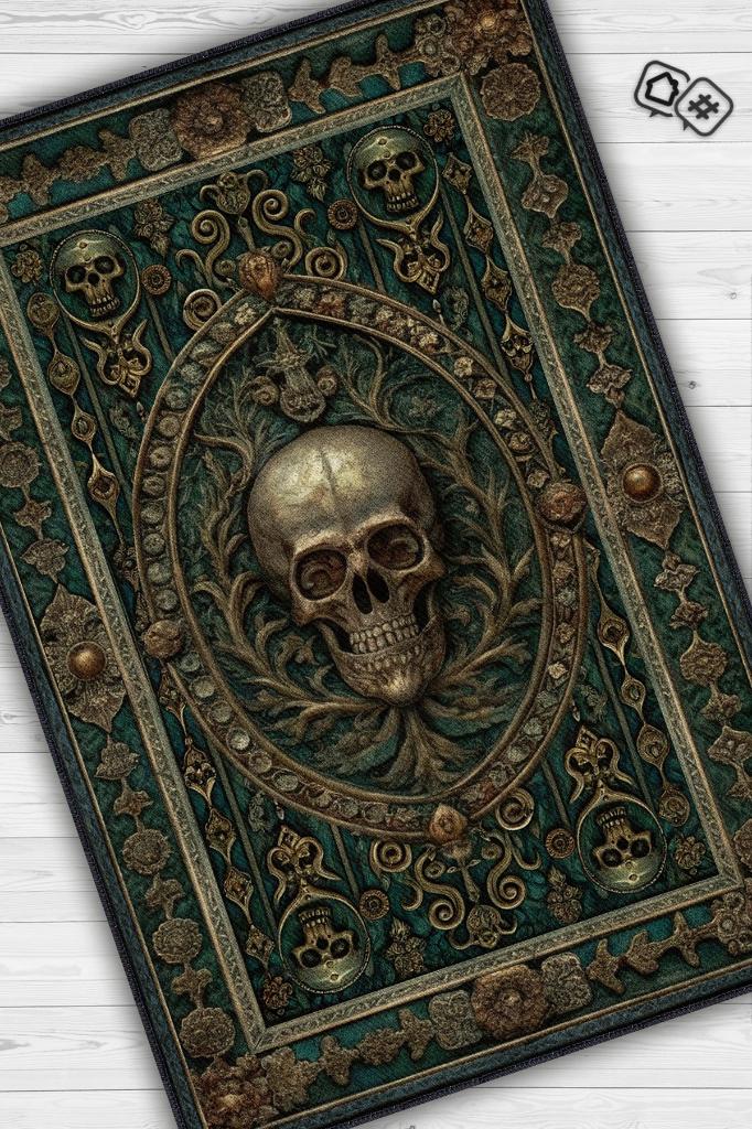Homshtag Gotik Cadı Ormanı Temalı Halı Koyu Renkli Retro Oturma Odası Halısı Kuru Kafalı Halı