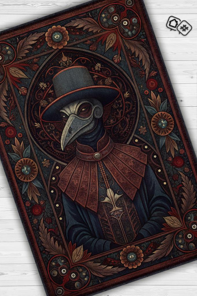 Homshtag Gotik Veba Doktoru Temalı Halı Koyu Renkli Retro Oturma Odası Halısı Karanlık Halısı