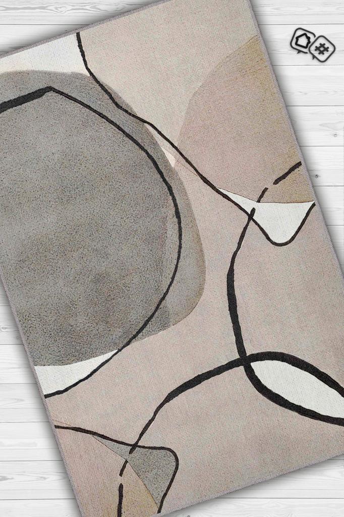 Homshtag Gülümse Kahverengi Bej Renkli Halı Geometrik Oturma Odası Halısı Minimal Salon Halı