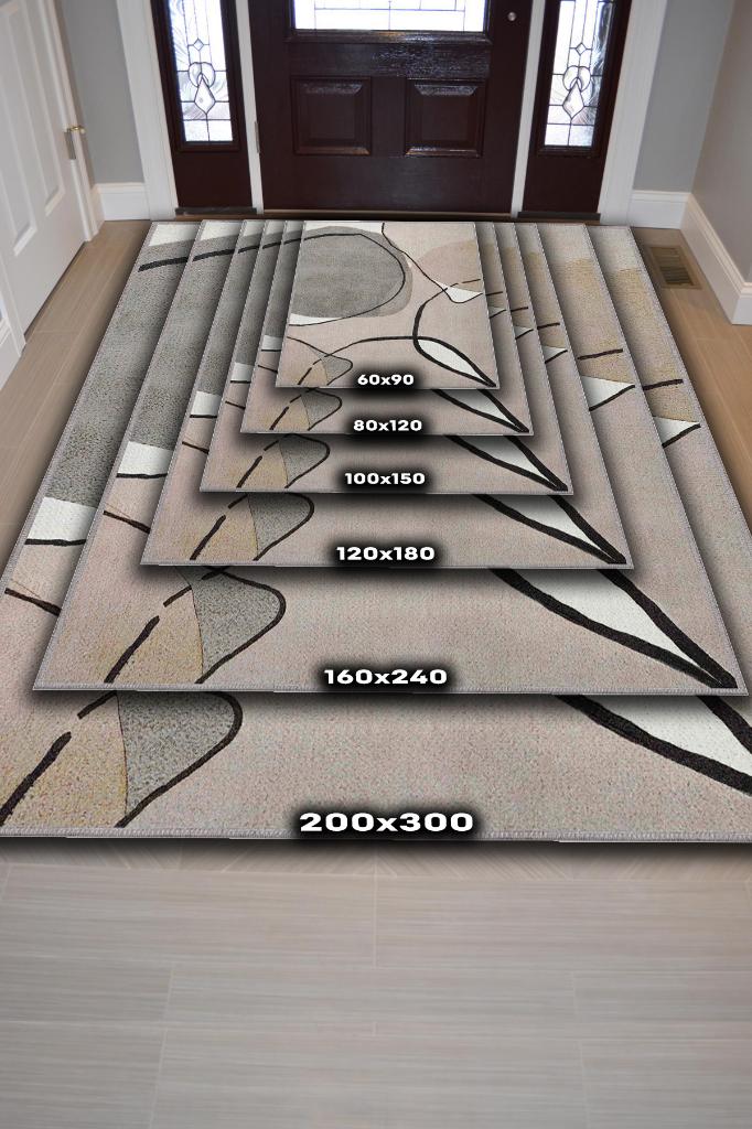 Homshtag Gülümse Kahverengi Bej Renkli Halı Geometrik Oturma Odası Halısı Minimal Salon Halı