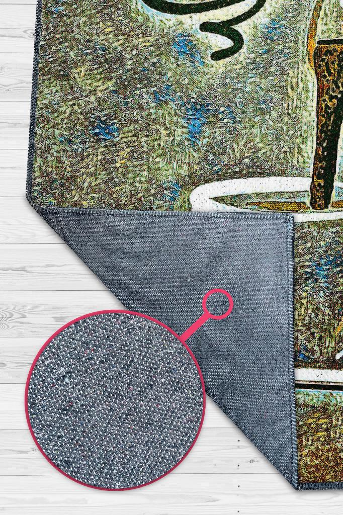 Homshtag Günaydın Yeşil Renki Halı Kahve Desenli Mutfak Halısı Sanatsal Salon Halısı Kahveli Halı