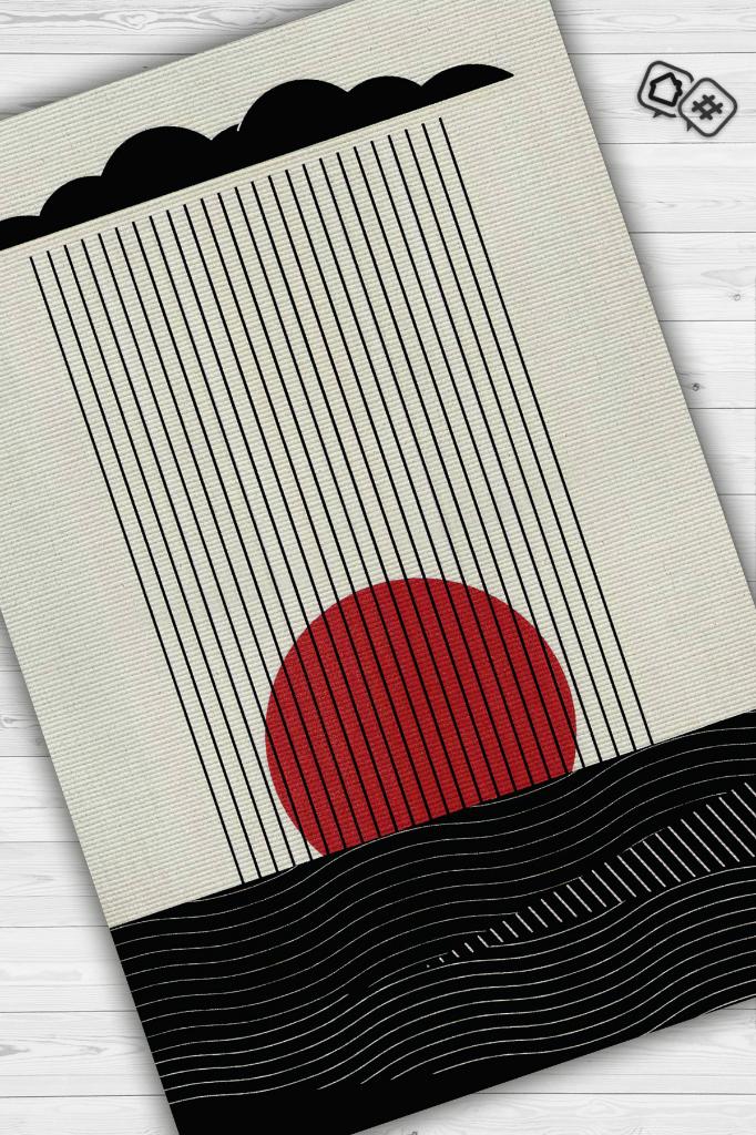 Homshtag Günbatımında Denize Yağan Yağmur,Geometrik Tasarım Halı,Modern Çizgili,Dokuma Tabanlı Halı