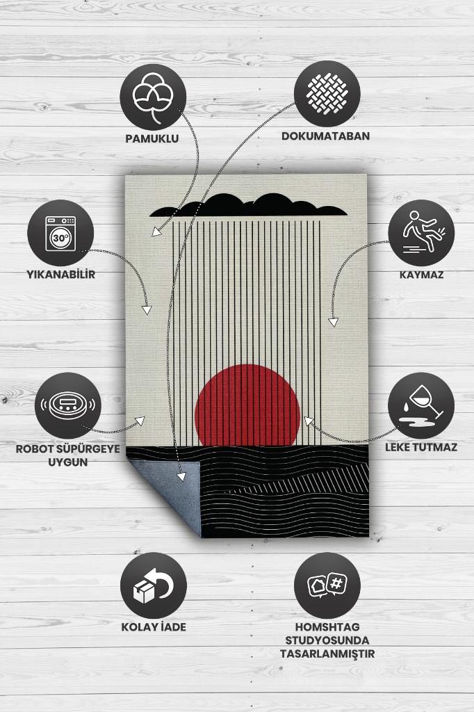 Homshtag Günbatımında Denize Yağan Yağmur,Geometrik Tasarım Halı,Modern Çizgili,Dokuma Tabanlı Halı