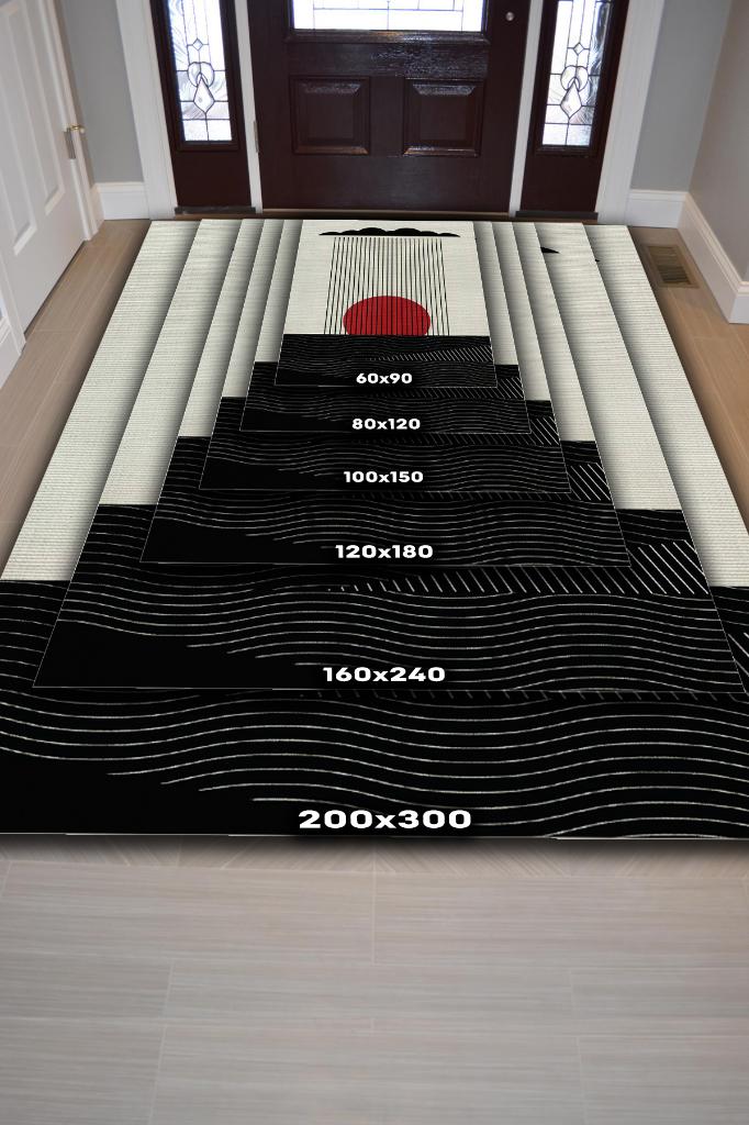 Homshtag Günbatımında Denize Yağan Yağmur,Geometrik Tasarım Halı,Modern Çizgili,Dokuma Tabanlı Halı