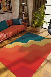 Homshtag Güneş ve Deniz, Yaz Temalı İnce Mutfak Halısı,Renkli Yıkanabilir Mutfak Halısı