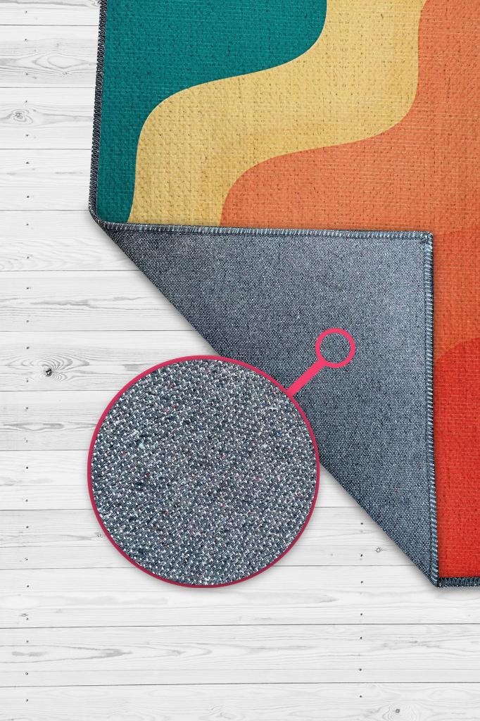 Homshtag Güneş ve Deniz, Yaz Temalı İnce Mutfak Halısı,Renkli Yıkanabilir Mutfak Halısı