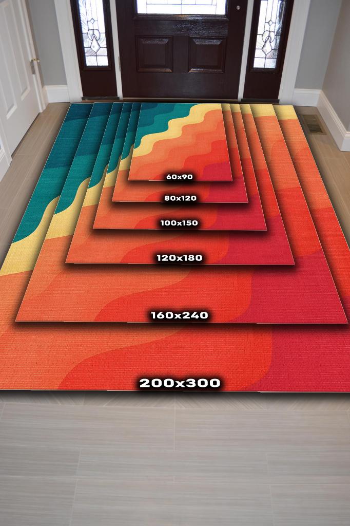 Homshtag Güneş ve Deniz, Yaz Temalı İnce Mutfak Halısı,Renkli Yıkanabilir Mutfak Halısı