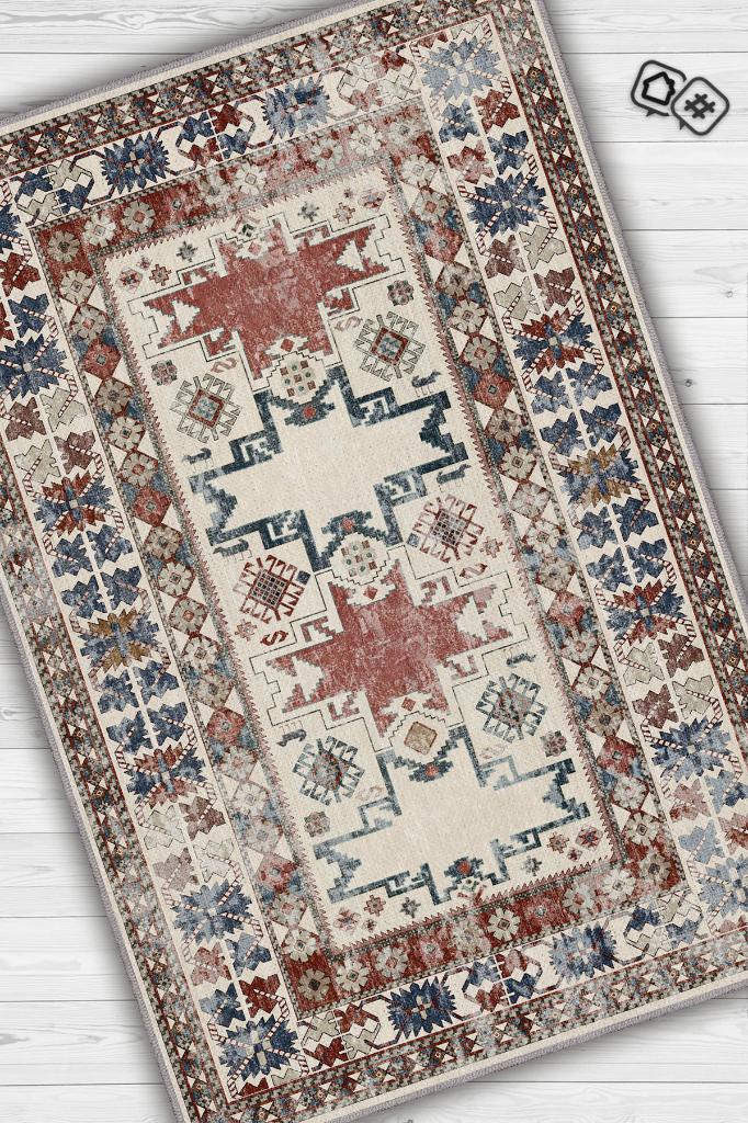 Homshtag Günümü Güzelleştiriyorsun Bej Renkli Salon Halısı Etik Desenli Geometrik Figürlü Halı