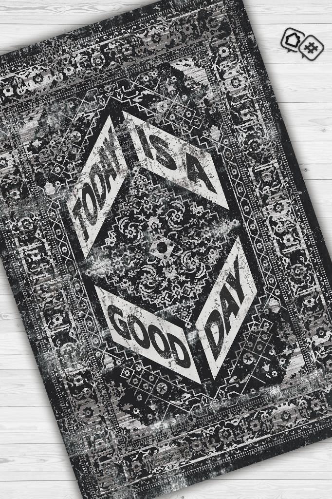 Homshtag Güzel Bir Gün Etnik Desenli Halı Geometrik Salon Halısı Siyah Renkli Oturma Odası Halısı