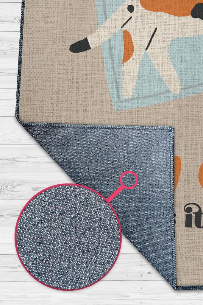 Homshtag Hayat Kedimle Güzel Bej Turuncu Halı Kedi Figürlü Salon Halısı Modern Genç Odası Halısı