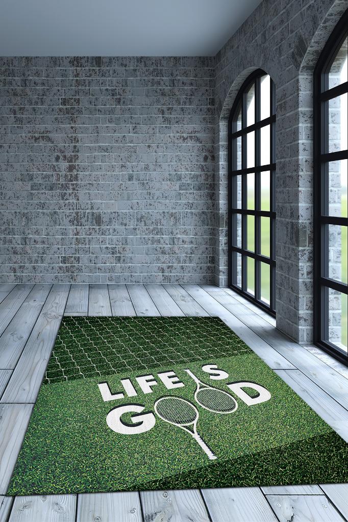 Homshtag Hayat Tenisle Güzel Yeşil Renk Halı Spor Sever Halısı Spor Severler Tasarım Hediyelik Halı