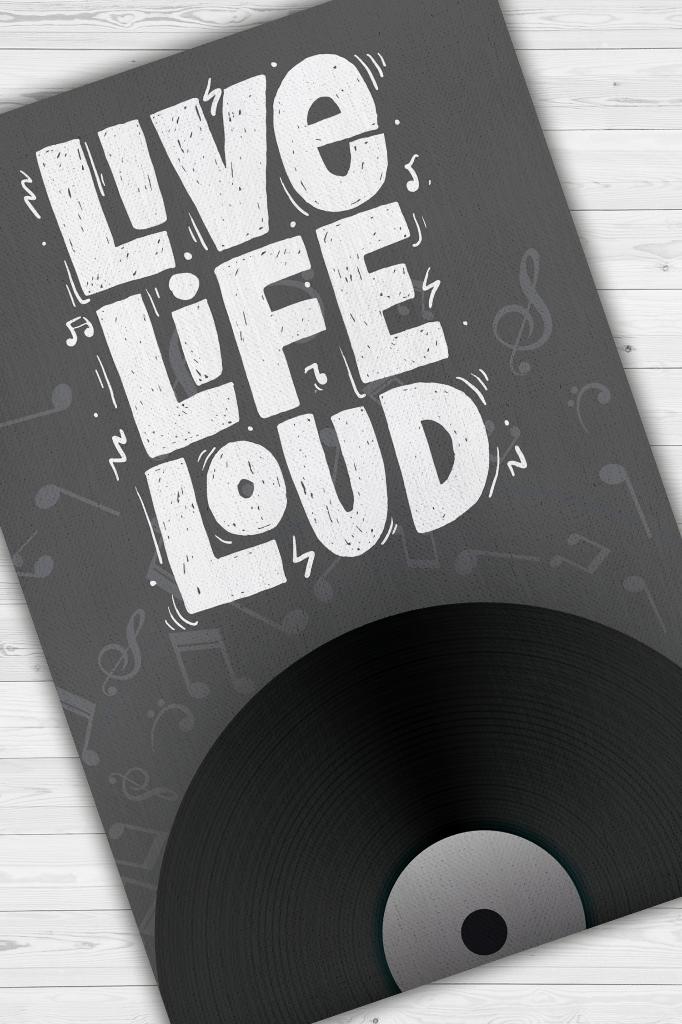 Homshtag Hayatı Sesli Yaşa Gri Siyah Koyu Renkli Halı Art Müzik Halı Müzisyene Hediye Halı