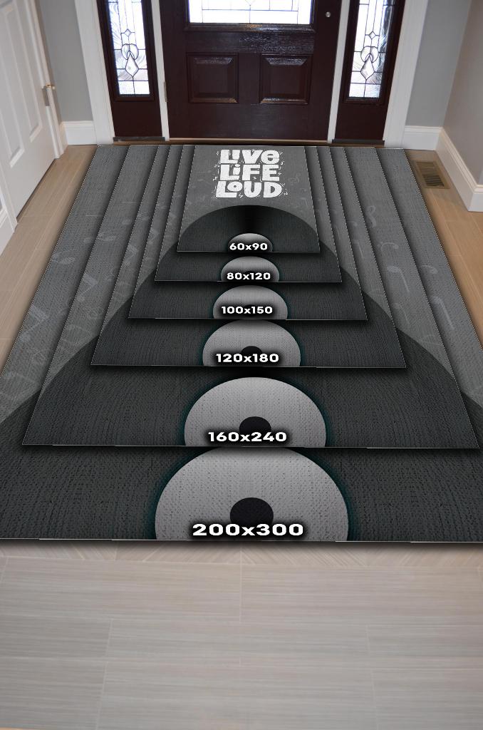 Homshtag Hayatı Sesli Yaşa Gri Siyah Koyu Renkli Halı Art Müzik Halı Müzisyene Hediye Halı