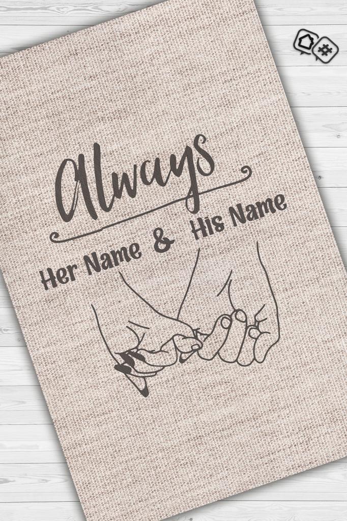 Homshtag Her Zaman Kişiye Özel Kişiselleştirilebilir Halı Bej Renk Hediyelik Sevgiliye Özel Halı