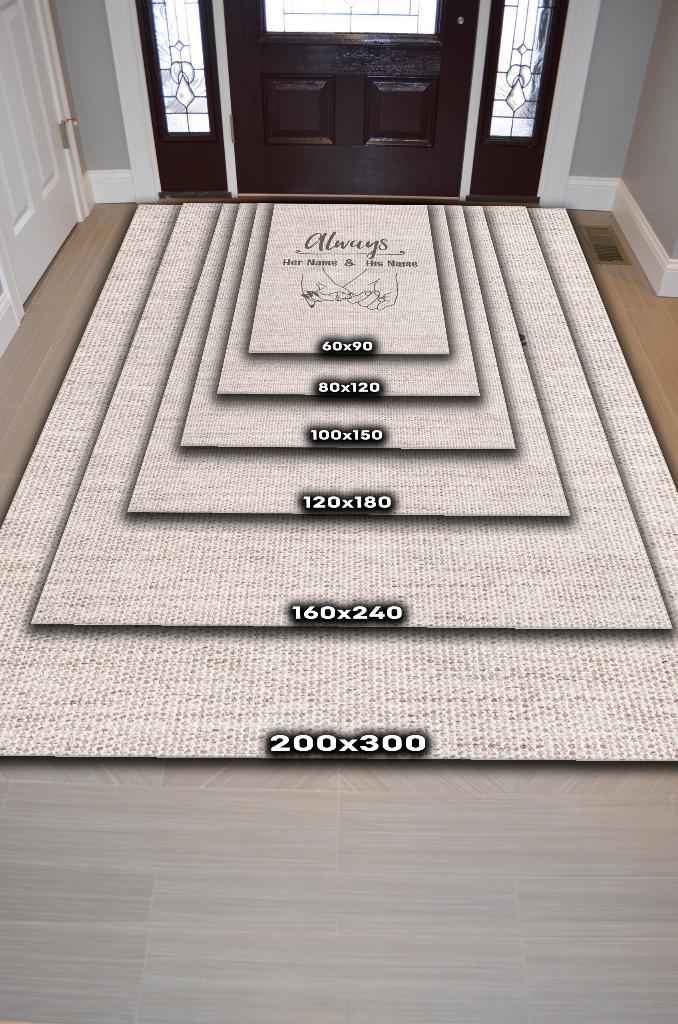 Homshtag Her Zaman Kişiye Özel Kişiselleştirilebilir Halı Bej Renk Hediyelik Sevgiliye Özel Halı
