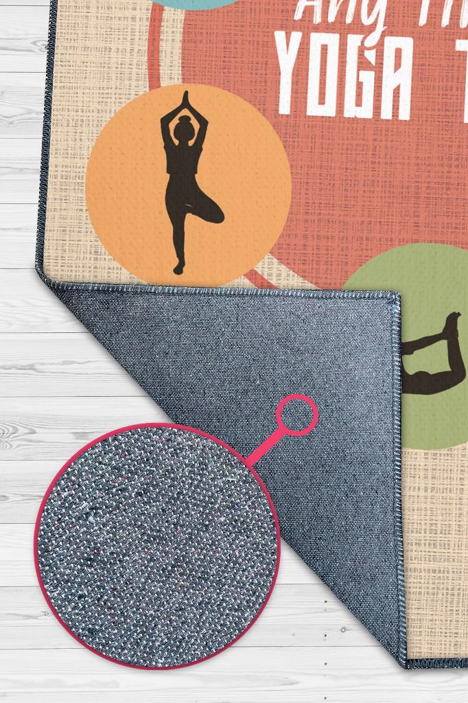 Homshtag Her Zaman Yoga Vakti Bej Renkli Yoga Sever Halısı Renkli Yoga Sever Halısı Hediyelik Halı