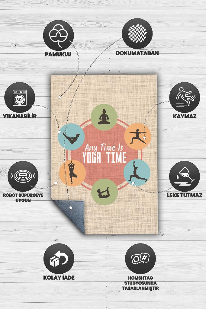 Homshtag Her Zaman Yoga Vakti Bej Renkli Yoga Sever Halısı Renkli Yoga Sever Halısı Hediyelik Halı