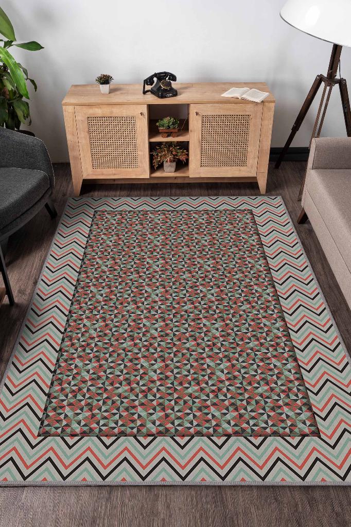 Homshtag Herzaman İleri Geometrik Desenli Salon Halısı Çok Renkli Oturma Odası Halısı Dekoratif Halı