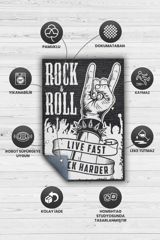 Homshtag Hızlı Yaşa Daha Fazla Salla Renkli Müzisyen Halı Müzsik Severe Hediyelik Halı Rock Halısı