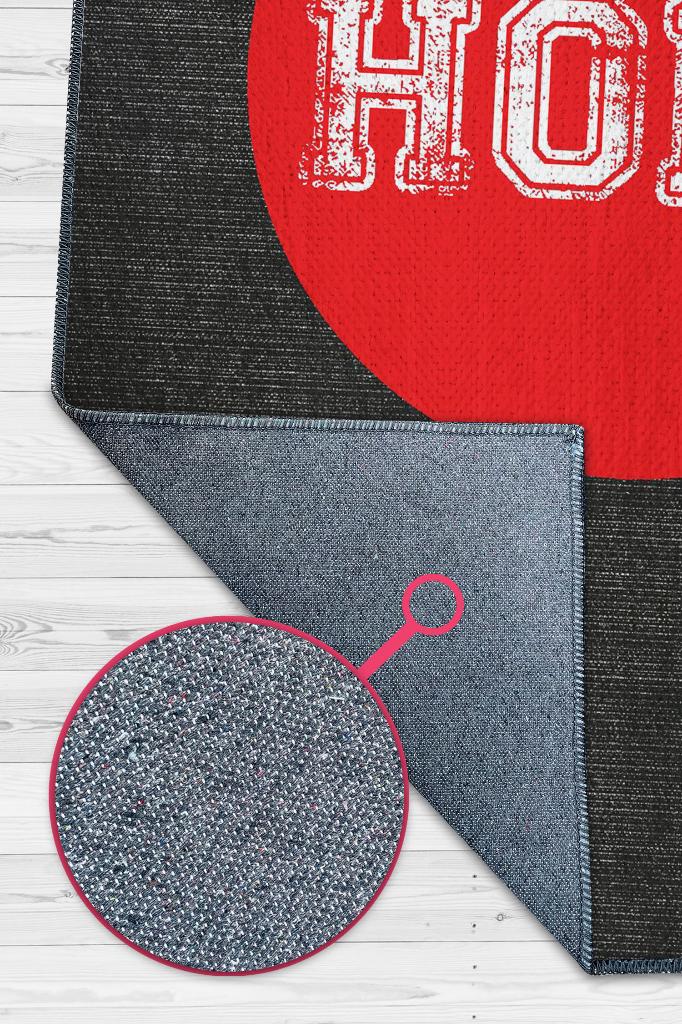 Homshtag Hodl Siyah Kırmızı Renk Halı Baskı Halı Figürlü Genç Odası Halısı Sade Dokuma Tabanlı Halı